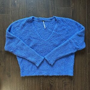 Cozy Free People Blue V-Neck Sweater
